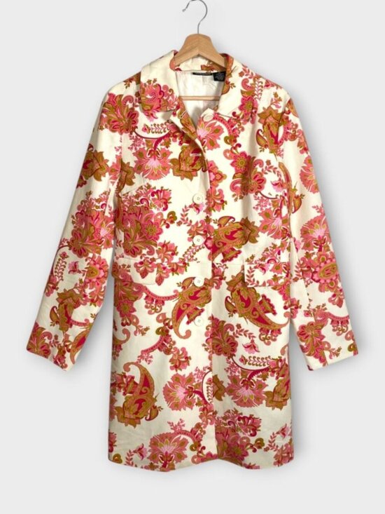 Willi Smith Jackets & Blazers - Willi Smith Trench Jacket LARGE 100% Cotton Lined Lightweight Spring Paisley